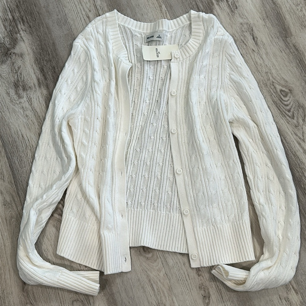 Hollister Cream Cable Knit Cardigan